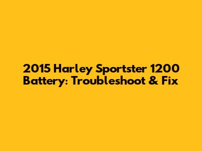 2015 Harley Sportster 1200 Battery: Troubleshoot & Fix