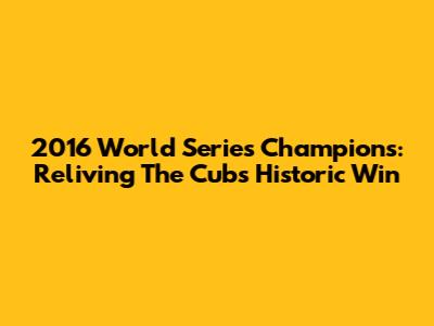 2016 World Series Champions: Reliving The Cubs' Historic Win