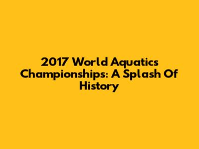 2017 World Aquatics Championships: A Splash Of History