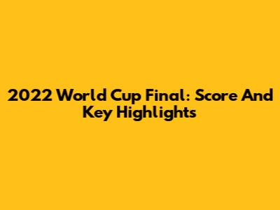2022 World Cup Final: Score And Key Highlights