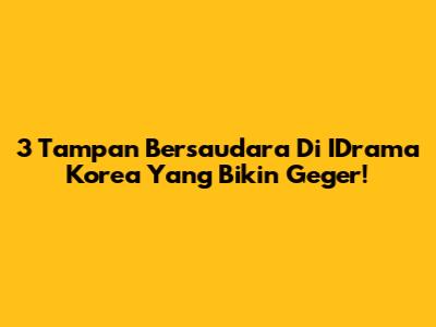 3 Tampan Bersaudara Di IDrama Korea Yang Bikin Geger!