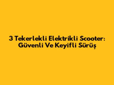 3 Tekerlekli Elektrikli Scooter: Güvenli Ve Keyifli Sürüş
