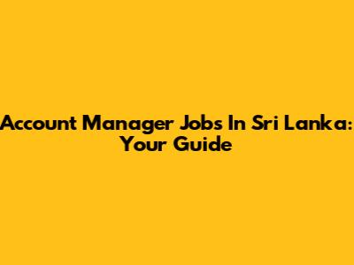 Account Manager Jobs In Sri Lanka: Your Guide