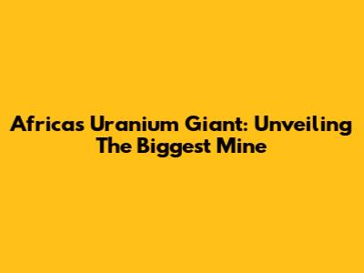 Africa's Uranium Giant: Unveiling The Biggest Mine