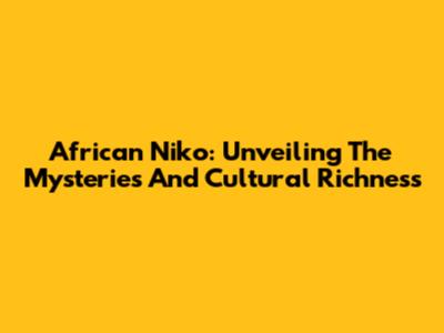 African Niko: Unveiling The Mysteries And Cultural Richness