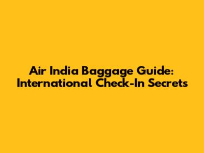 Air India Baggage Guide: International Check-In Secrets