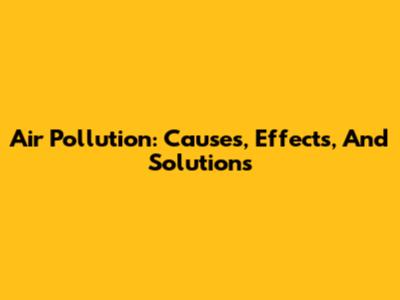 Air Pollution: Causes, Effects, And Solutions