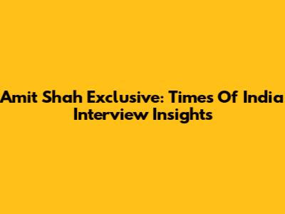 Amit Shah Exclusive: Times Of India Interview Insights