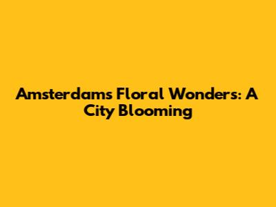Amsterdam's Floral Wonders: A City Blooming
