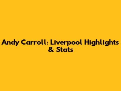 Andy Carroll: Liverpool Highlights & Stats