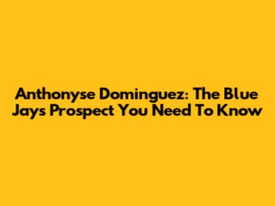 Anthonyse Dominguez: The Blue Jays Prospect You Need To Know