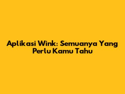 Aplikasi Wink: Semuanya Yang Perlu Kamu Tahu