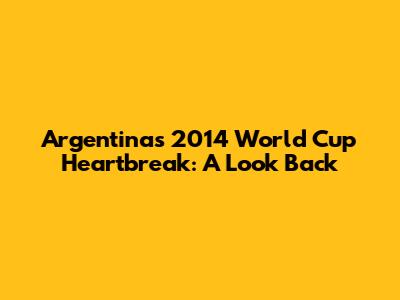 Argentina's 2014 World Cup Heartbreak: A Look Back