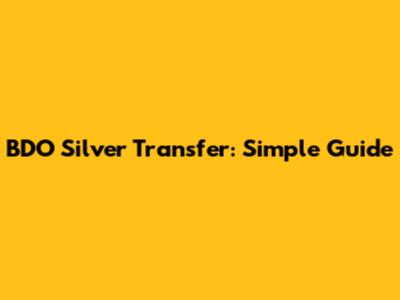 BDO Silver Transfer: Simple Guide