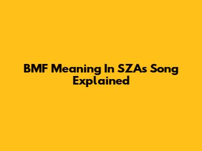 BMF Meaning In SZA's Song Explained