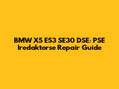 BMW X5 E53 SE30 DSE: PSE Iredaktorse Repair Guide
