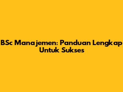 BSc Manajemen: Panduan Lengkap Untuk Sukses