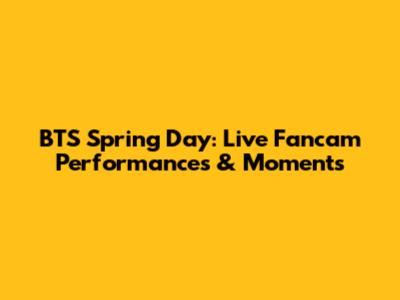 BTS Spring Day: Live Fancam Performances & Moments