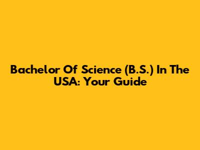 Bachelor Of Science (B.S.) In The USA: Your Guide