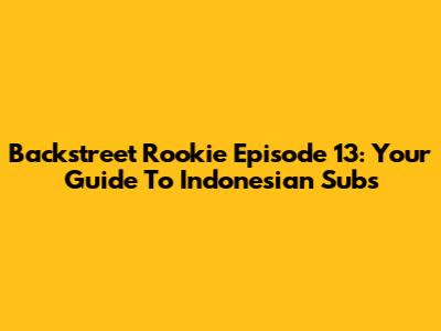Backstreet Rookie Episode 13: Your Guide To Indonesian Subs