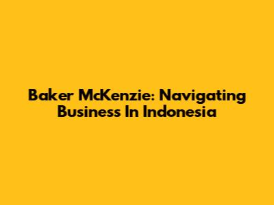 Baker McKenzie: Navigating Business In Indonesia