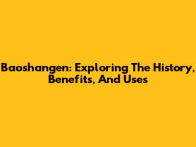 Baoshangen: Exploring The History, Benefits, And Uses