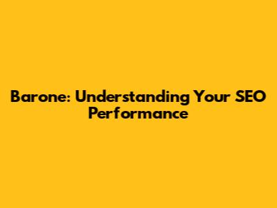 Barone: Understanding Your SEO Performance