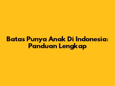Batas Punya Anak Di Indonesia: Panduan Lengkap