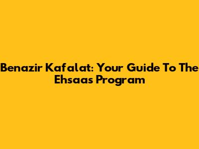Benazir Kafalat: Your Guide To The Ehsaas Program