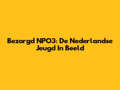 Bezorgd NPO3: De Nederlandse Jeugd In Beeld