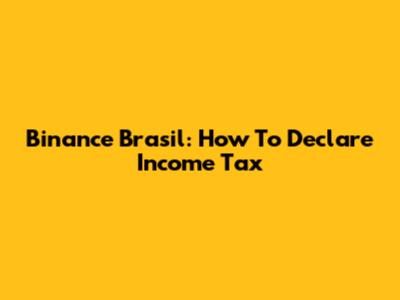 Binance Brasil: How To Declare Income Tax