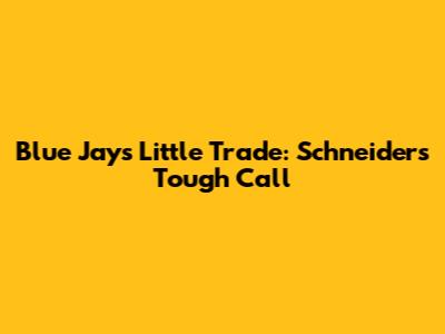Blue Jays' Little Trade: Schneider's Tough Call