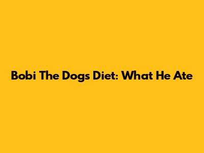 Bobi The Dog's Diet: What He Ate
