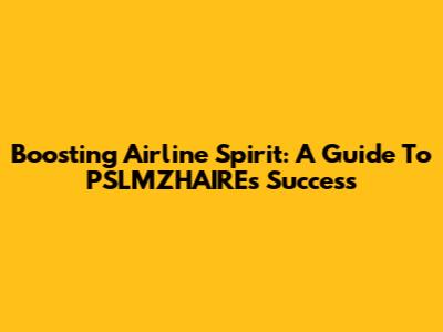 Boosting Airline Spirit: A Guide To PSLMZHAIRE's Success