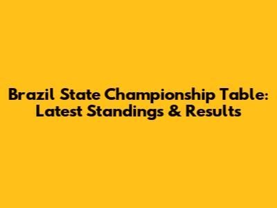 Brazil State Championship Table: Latest Standings & Results