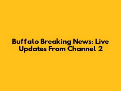 Buffalo Breaking News: Live Updates From Channel 2