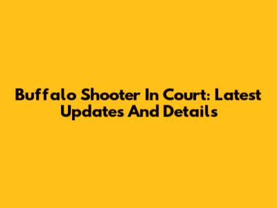 Buffalo Shooter In Court: Latest Updates And Details