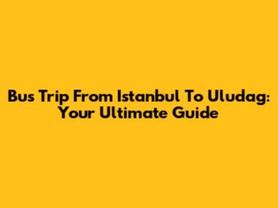 Bus Trip From Istanbul To Uludag: Your Ultimate Guide