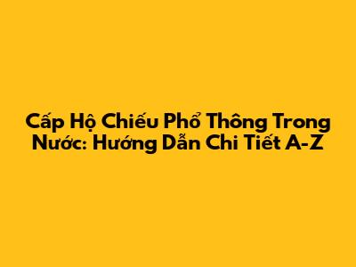 Cấp Hộ Chiếu Phổ Thông Trong Nước: Hướng Dẫn Chi Tiết A-Z