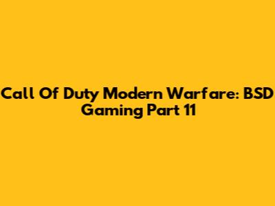 Call Of Duty Modern Warfare: BSD Gaming Part 11