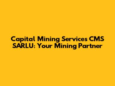 Capital Mining Services CMS SARLU: Your Mining Partner