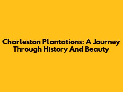 Charleston Plantations: A Journey Through History And Beauty
