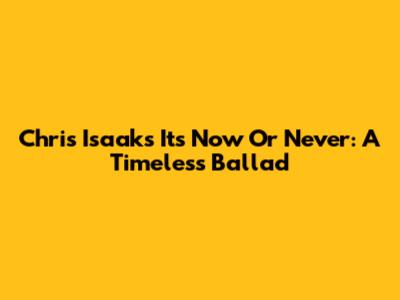 Chris Isaak's "It's Now Or Never": A Timeless Ballad