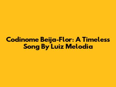 Codinome Beija-Flor: A Timeless Song By Luiz Melodia