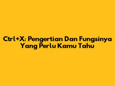 Ctrl+X: Pengertian Dan Fungsinya Yang Perlu Kamu Tahu