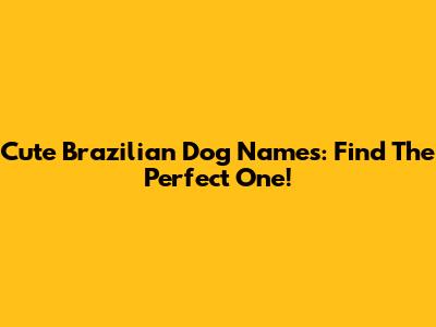 Cute Brazilian Dog Names: Find The Perfect One!