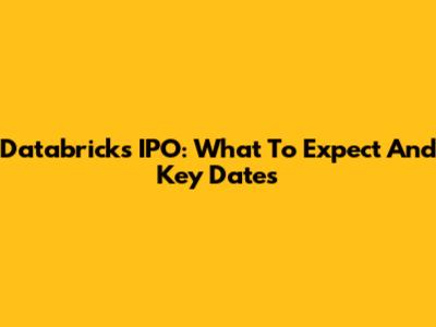 Databricks IPO: What To Expect And Key Dates