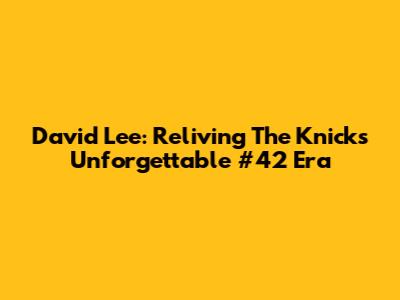 David Lee: Reliving The Knicks' Unforgettable #42 Era