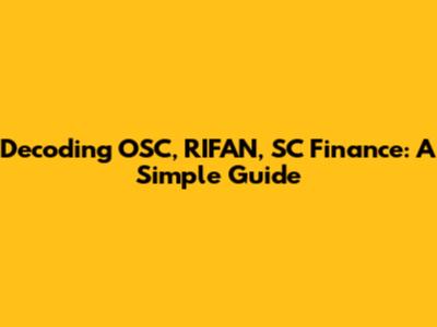 Decoding OSC, RIFAN, SC Finance: A Simple Guide