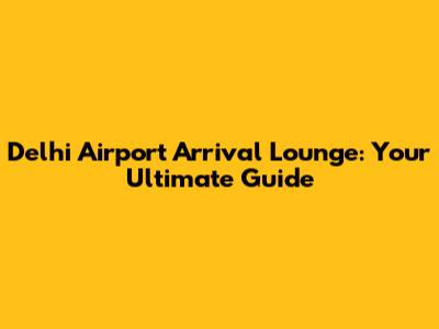 Delhi Airport Arrival Lounge: Your Ultimate Guide